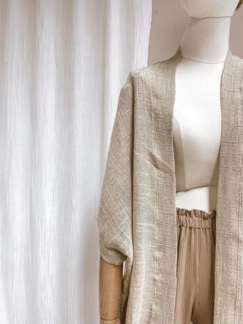 Kimono - gaze de coton beige olive 7