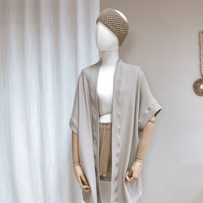 Kimono - maglia di cotone - grigio crema