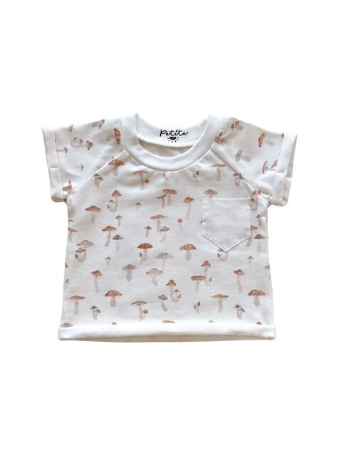 Jersey t-shirt / tiny mushrooms