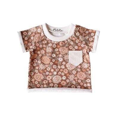 Jersey t-shirt / chocolate floral