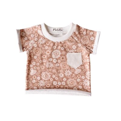 Jersey-T-Shirt / Cappuccino-Blumenmuster