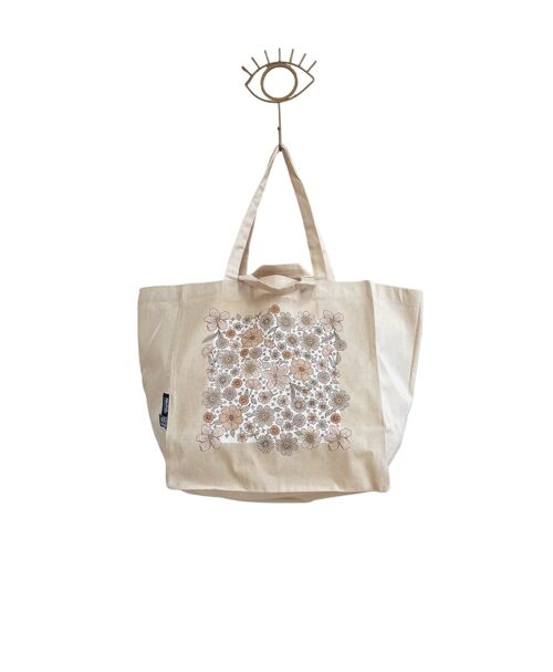 Milla Shopping Bag / Bold floral ecru