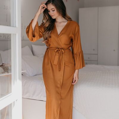 Ruffle sleeves robe / tan