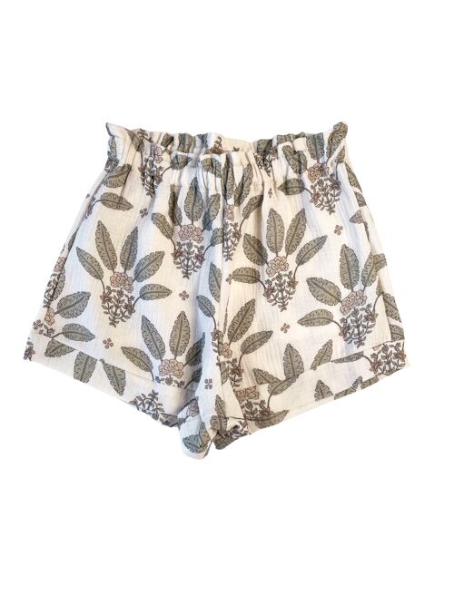 Muslin ruffle shorts / girly palms