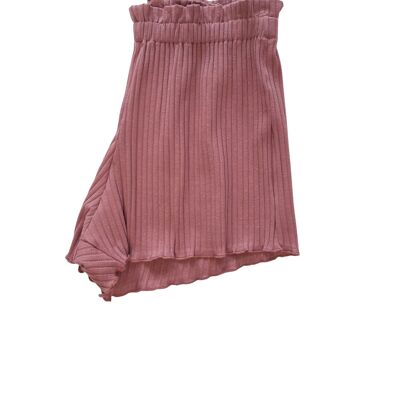 Ribbed ruffle shorts / mauve