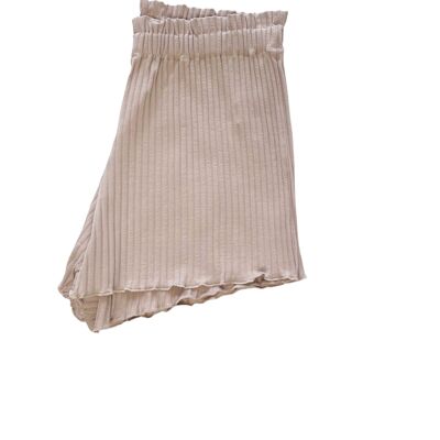 Ribbed ruffle shorts / beige