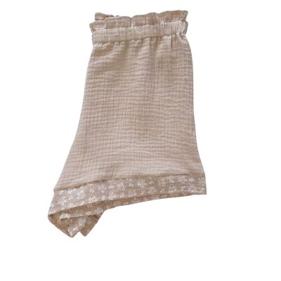 Shorts in mussola con volant/beige