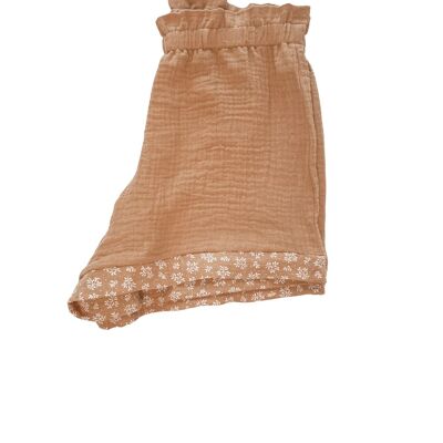 Muslin ruffle shorts / caramel