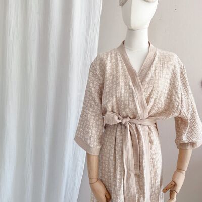 Musselin-Kimono / Zweige - Beige
