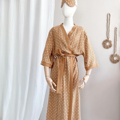 Musselin-Kimono / Zweige - Karamell