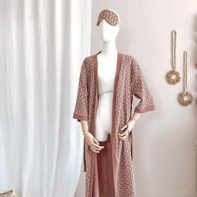 Kimono / rami in mussola - malva scuro