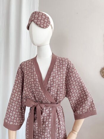 Kimono / branches mousseline - mauve foncé 2