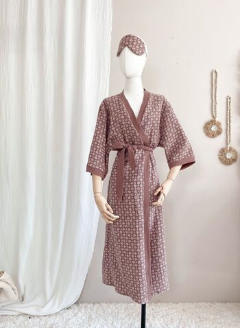 Kimono / branches mousseline - mauve foncé 4