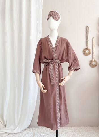 Kimono mousseline / mauve foncé 2