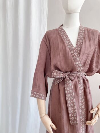 Kimono mousseline / mauve foncé 6
