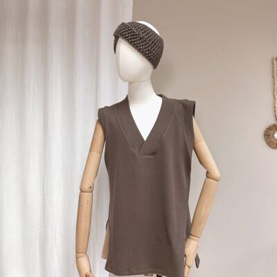 Oversized vest - cotton knit - chocolate mocha