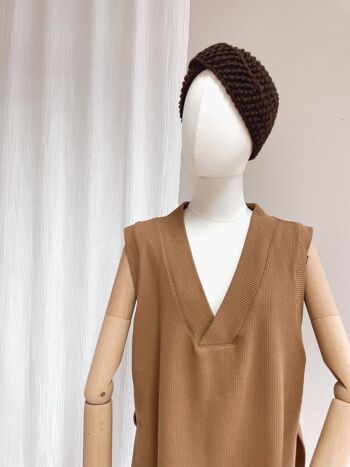 Gilet oversize - maille coton - caramel 7