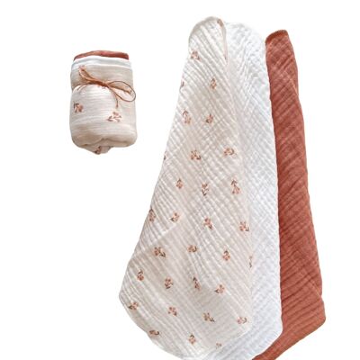 Muslin Burp cloth set / berries