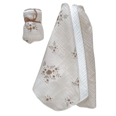 Muslin Burp cloth set / vintage floral - cream