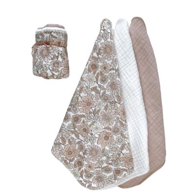 Conjunto de tela Muslin Burp / flores de verano