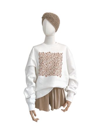 Crewneck surdimensionné / Guirlande florale / blanc cassé 1