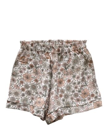 Short à volants en mousseline / Ecru bold floral 2