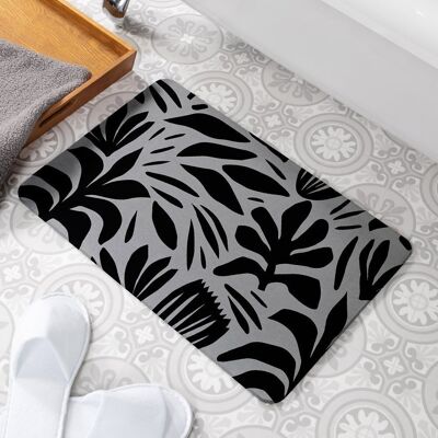 Abstract Leaf Grey Stone Non Slip Bath Mat