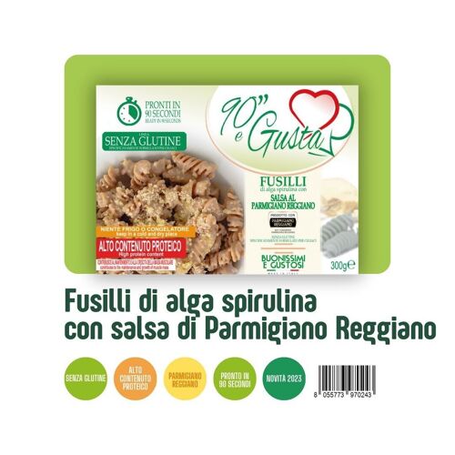 Gluten-Free Spirulina Fusilli with Parmigiano Reggiano Sauce - 35.7g Protein Italian Pasta