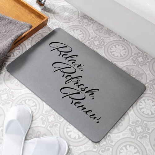 Relax Refresh Renew Grey Stone Non Slip Bath Mat