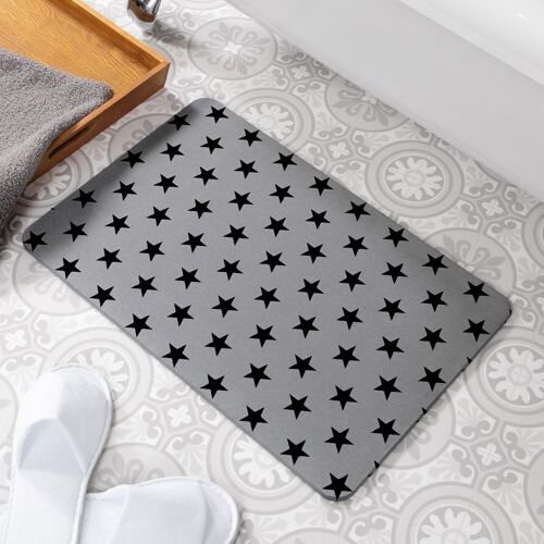 Black Stars Grey Stone Non Slip Bath Mat