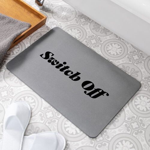 Switch Off Grey Stone Non Slip Bath Mat