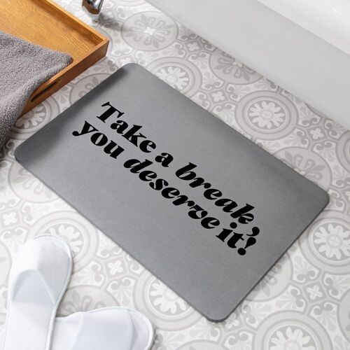 Take A Break Grey Stone Non Slip Bath Mat