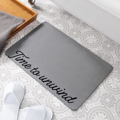 Time To Unwind Grey Stone Non Slip Bath Mat