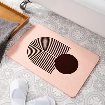 Tapis de bain antidérapant en pierre rose de sphère abstraite