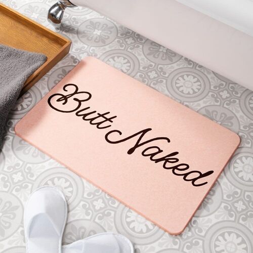 Butt Naked Pink Stone Non Slip Bath Mat