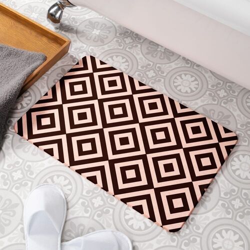 Diamond Tile Pink Stone Non Slip Bath Mat