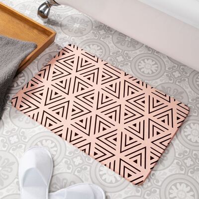 Geometric Triangle Pink Stone Non Slip Bath Mat