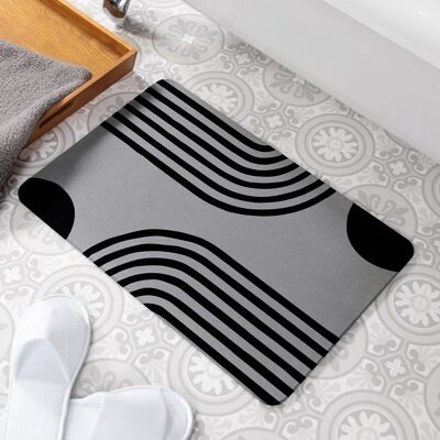 Abstract Lines Grey Stone Non Slip Bath Mat