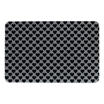 Tapis de bain antidérapant en pierre grise à motif de coeur noir 2