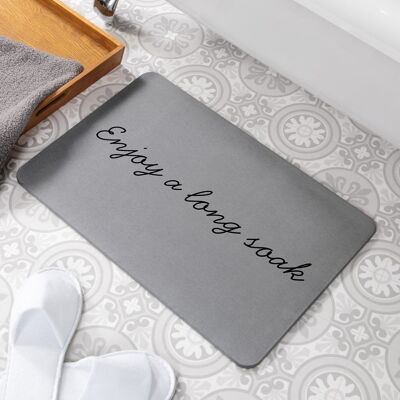 Enjoy A Long Soak Grey Stone Non Slip Bath Mat