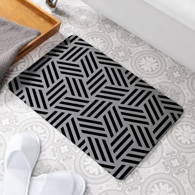 Geometric Lines Grey Stone Non Slip Bath Mat