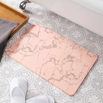 Tapis de bain antidérapant en pierre rose à motif de pierre