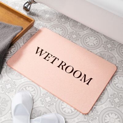 Alfombra de baño antideslizante de piedra rosa para habitación húmeda
