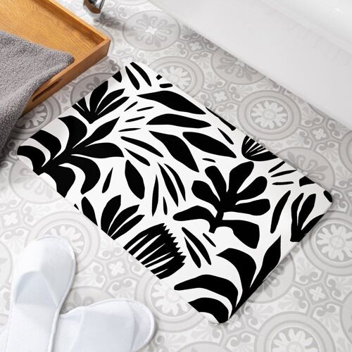 Abstract Leaf Stone Non Slip Bath Mat