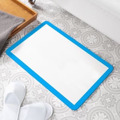 Blue Border Stone Non Slip Bath Mat