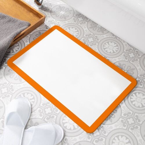 Orange Border Stone Non Slip Bath Mat