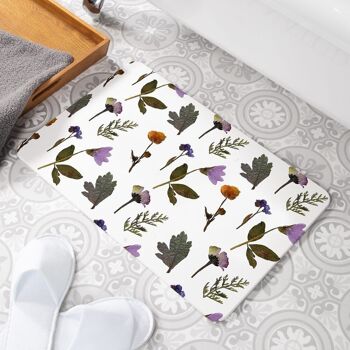 Tapis de bain antidérapant en pierre à motif de fleurs pressées 1