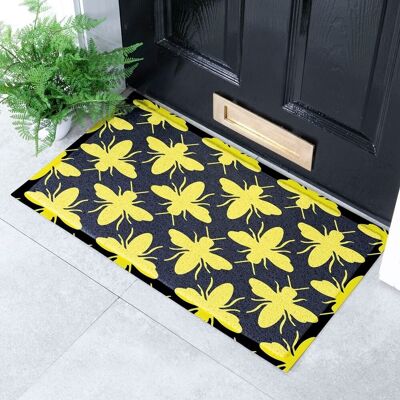 Fußmatte mit gelbem Bienenmuster für drinnen und draußen – 70 x 40 cm