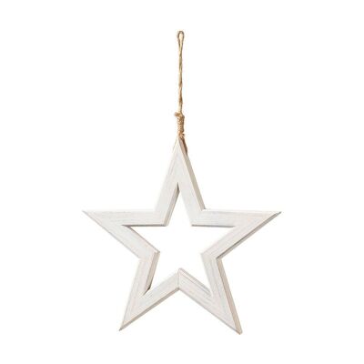 Estrella de madera blanca 24 cm - Decoración navideña