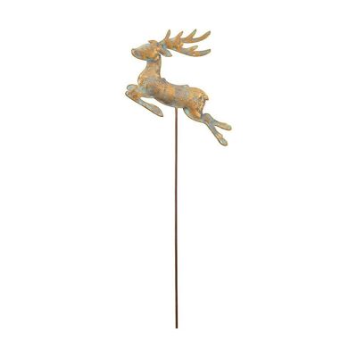 Set mit 4 Hirschen aus rostigem Metall auf Spieß 9 x 40 cm – Weihnachtsdekoration